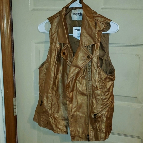 Charlotte Russe Jackets & Blazers - Charlotte Russe gold leather vest